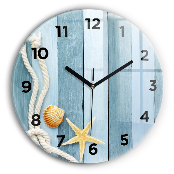Reloj de pared redondo Tablas rayas y concha