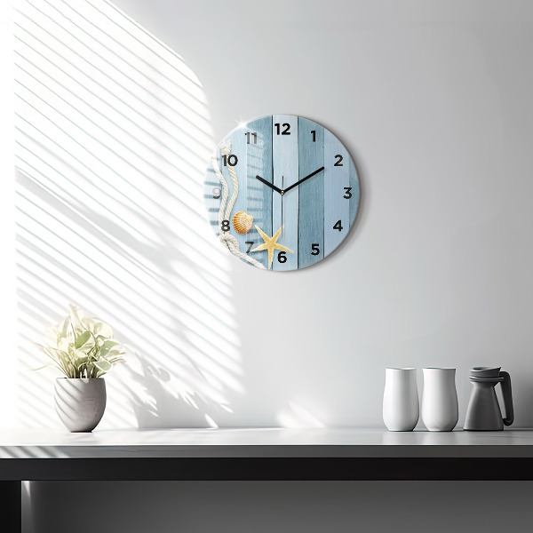 Reloj de pared redondo Tablas rayas y concha