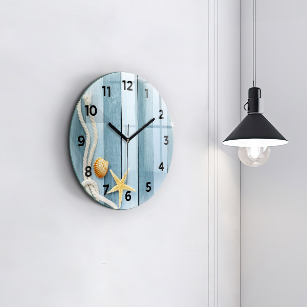 Reloj de pared redondo Tablas rayas y concha