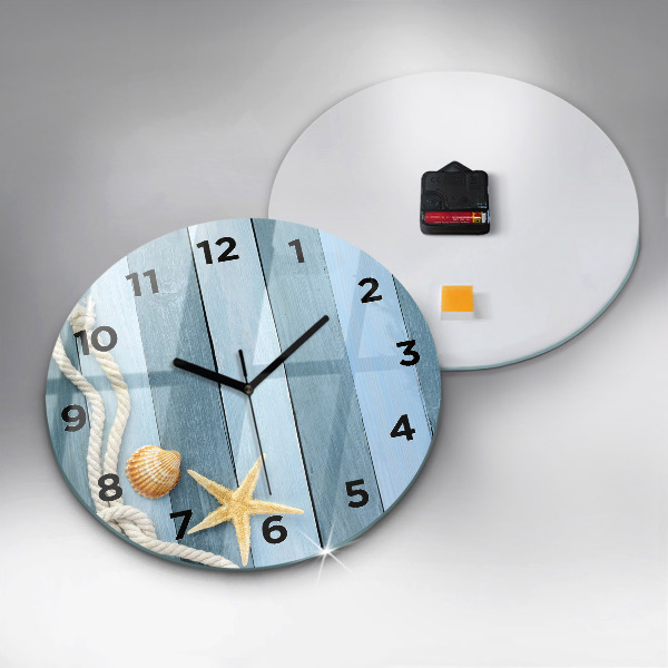 Reloj de pared redondo Tablas rayas y concha