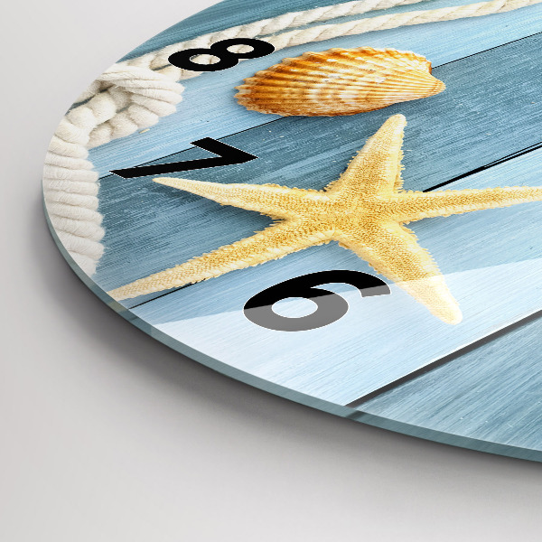 Reloj de pared redondo Tablas rayas y concha