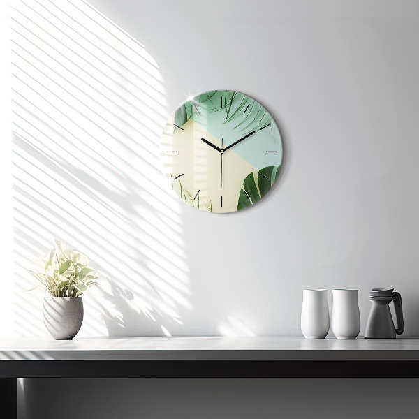 Reloj de pared redondo Hojas de Monstera
