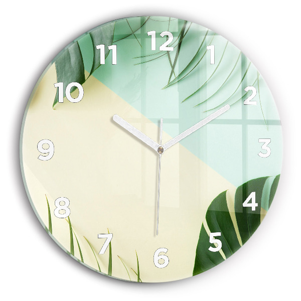 Reloj de pared redondo Hojas de Monstera