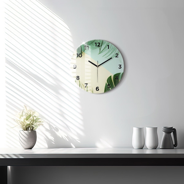 Reloj de pared redondo Hojas de Monstera