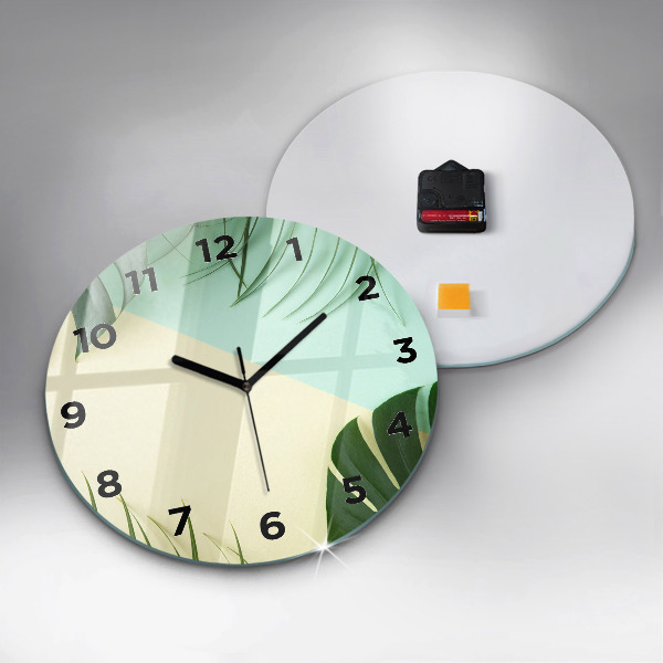 Reloj de pared redondo Hojas de Monstera