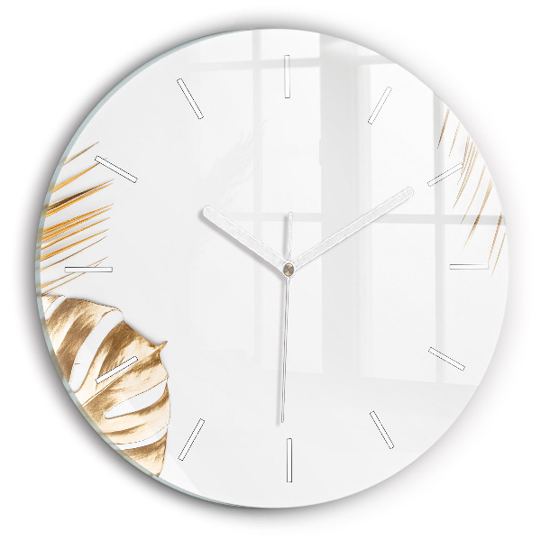 Reloj de cristal redondo Hojas tropicales