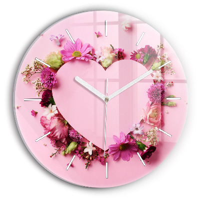 Reloj de pared redondo Corazón de flores