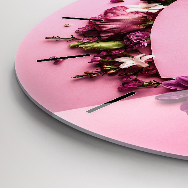 Reloj de pared redondo Corazón de flores