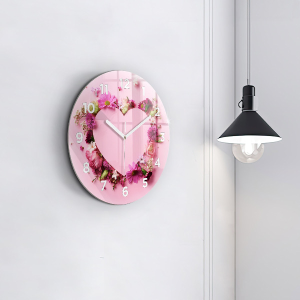 Reloj de pared redondo Corazón de flores
