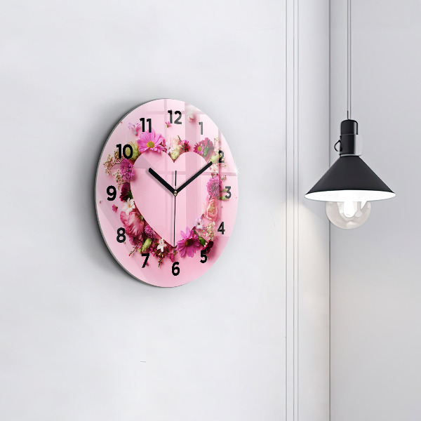 Reloj de pared redondo Corazón de flores