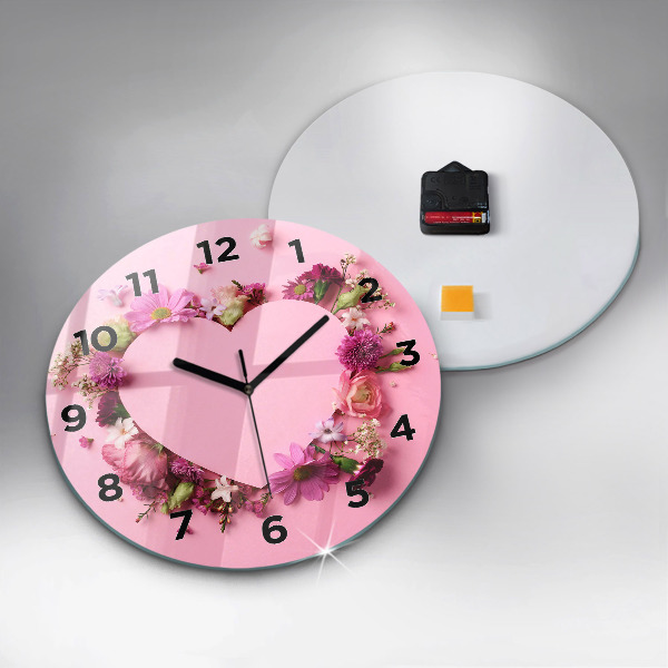 Reloj de pared redondo Corazón de flores