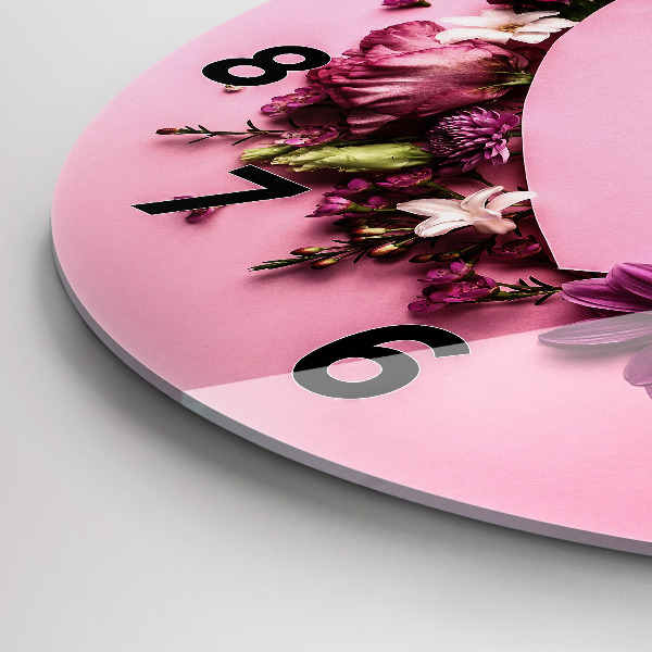 Reloj de pared redondo Corazón de flores