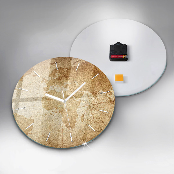 Reloj de cristal redondo Mapamundi vintage