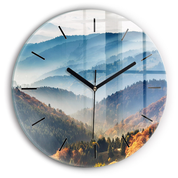 Reloj de cristal redondo Paisaje de montaña
