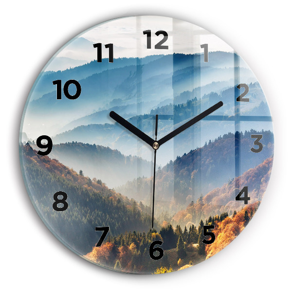 Reloj de cristal redondo Paisaje de montaña