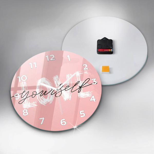 Reloj redondo pared Inscripción Love yourself