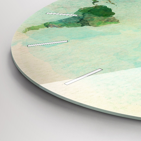 Reloj redondo pared Mapa del mundo en acuarela