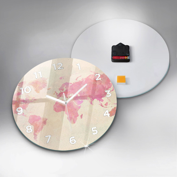 Reloj redondo pared Mapamundi en acuarela