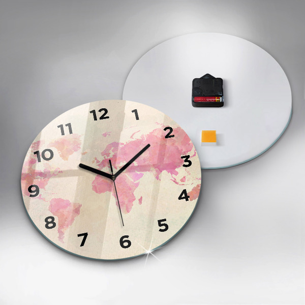 Reloj redondo pared Mapamundi en acuarela