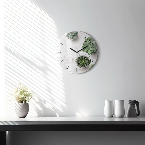 Reloj de cristal redondo Plantas decorativas