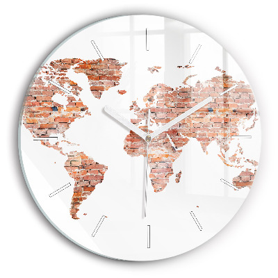 Reloj de cristal redondo Viejo mapa de ladrillos