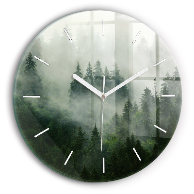 Reloj de cristal redondo Bosque brumoso