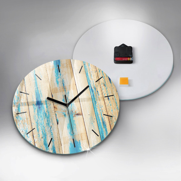 Reloj de cristal redondo Madera rayada