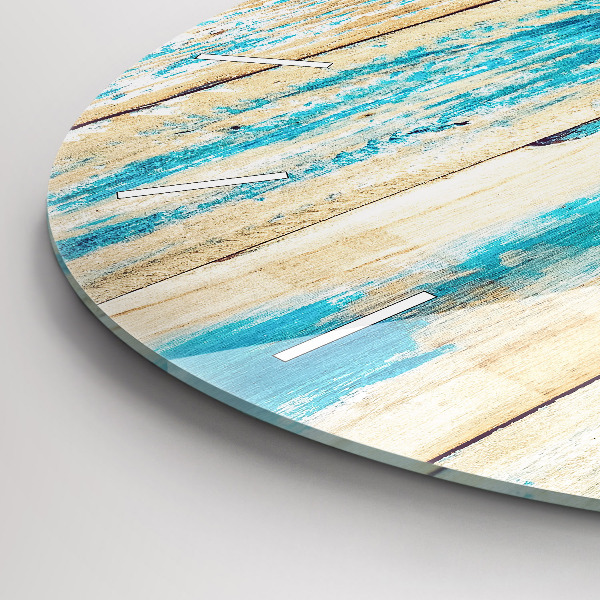Reloj de cristal redondo Madera rayada