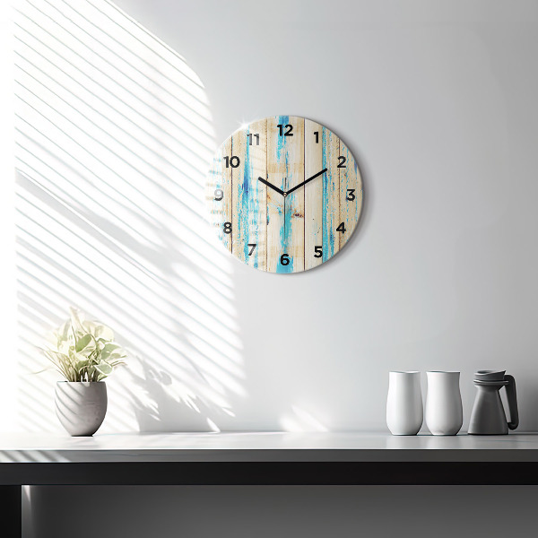 Reloj de cristal redondo Madera rayada