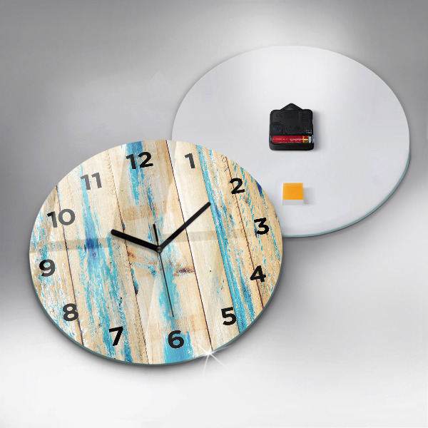 Reloj de cristal redondo Madera rayada
