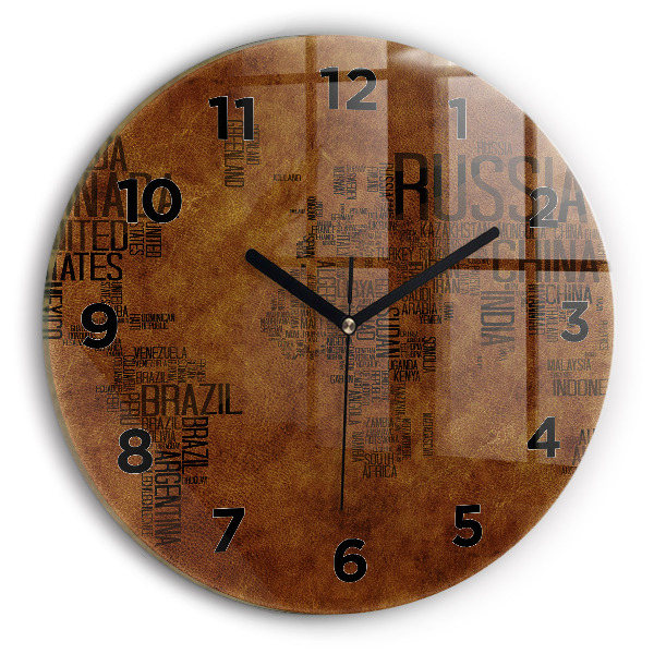 Reloj redondo pared Mapa con nombres de países