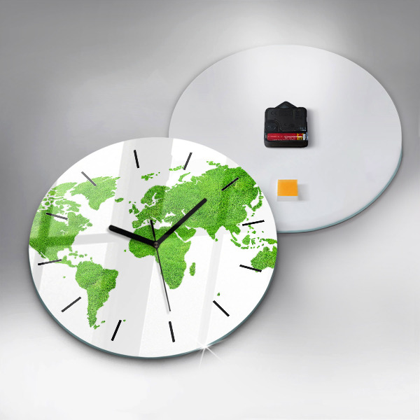 Reloj de cristal redondo Mapa de hierba verde