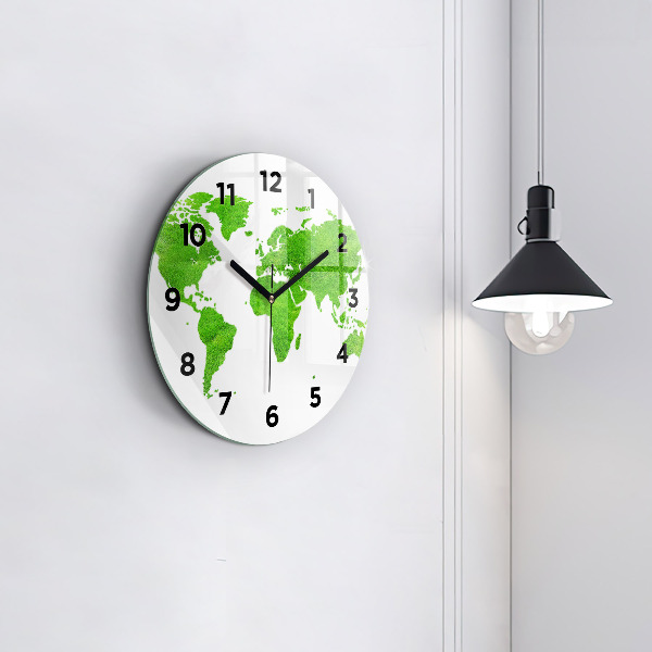 Reloj de cristal redondo Mapa de hierba verde