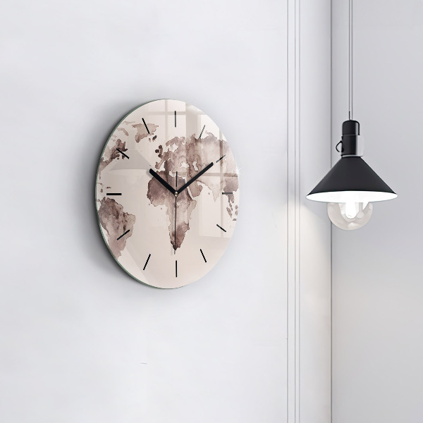 Reloj de pared redondo Mapa del mundo en acuarela