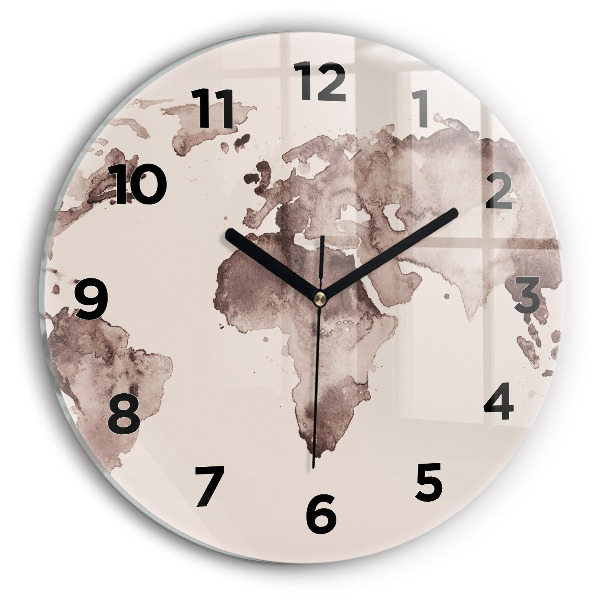 Reloj de pared redondo Mapa del mundo en acuarela