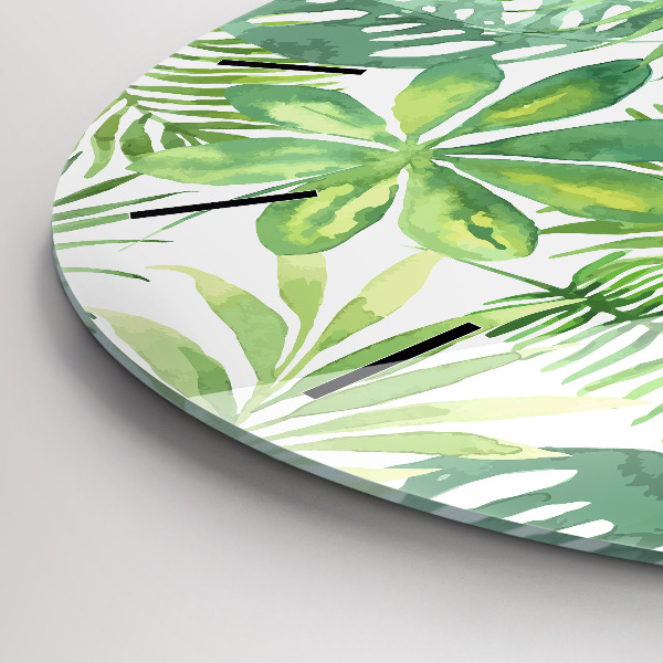 Reloj redondo pared Hojas verdes