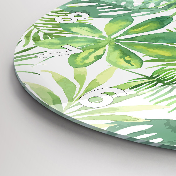 Reloj redondo pared Hojas verdes