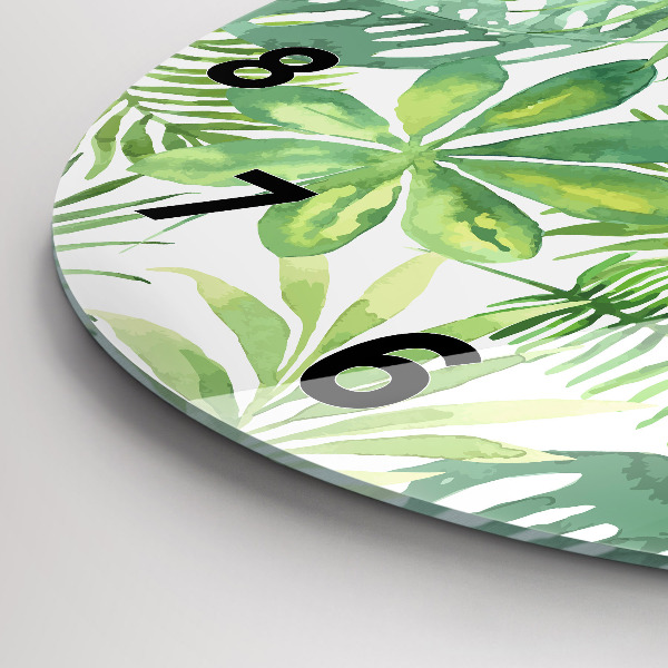 Reloj redondo pared Hojas verdes