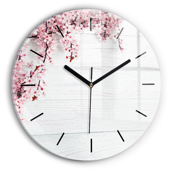 Reloj de cristal redondo Flores de primavera