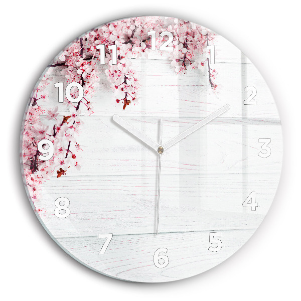 Reloj de cristal redondo Flores de primavera