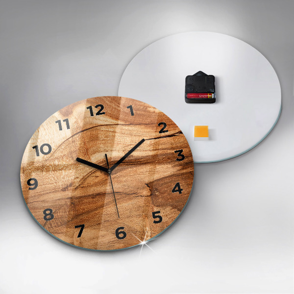 Reloj de cristal redondo Textura de madera