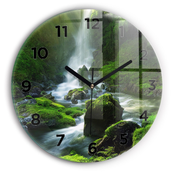 Reloj de cristal redondo Cascada y rocas