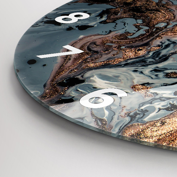 Reloj de pared redondo Abstracción mármol dorado