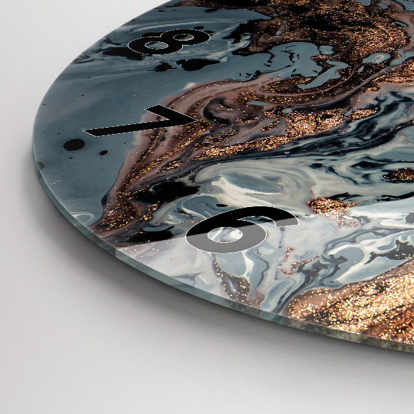 Reloj de pared redondo Abstracción mármol dorado