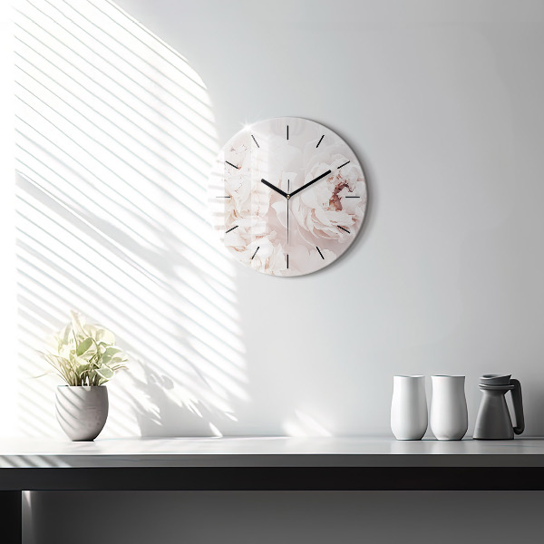 Reloj redondo pared Flores de peonía