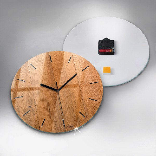 Reloj de cristal redondo Tablas de madera