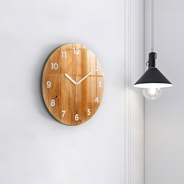 Reloj de cristal redondo Tablas de madera