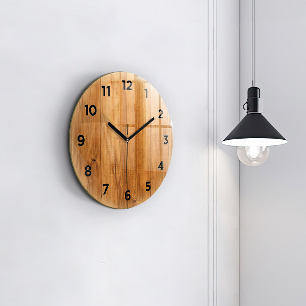 Reloj de cristal redondo Tablas de madera