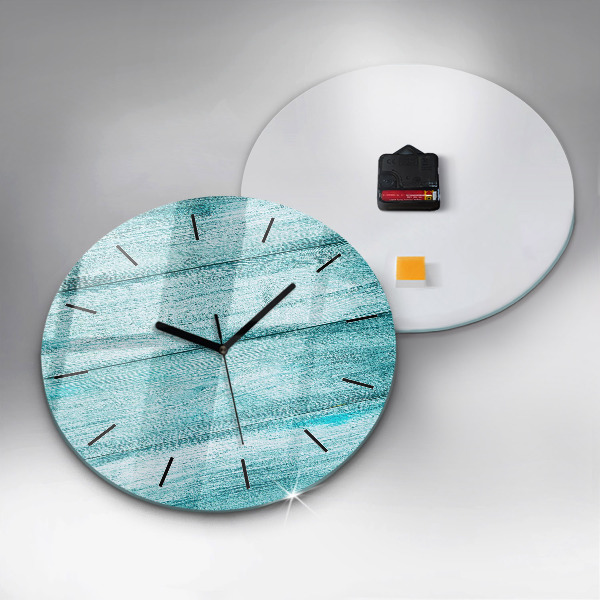 Reloj de cristal redondo Madera vieja azul