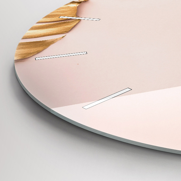 Reloj de cristal redondo Hojas tropicales doradas